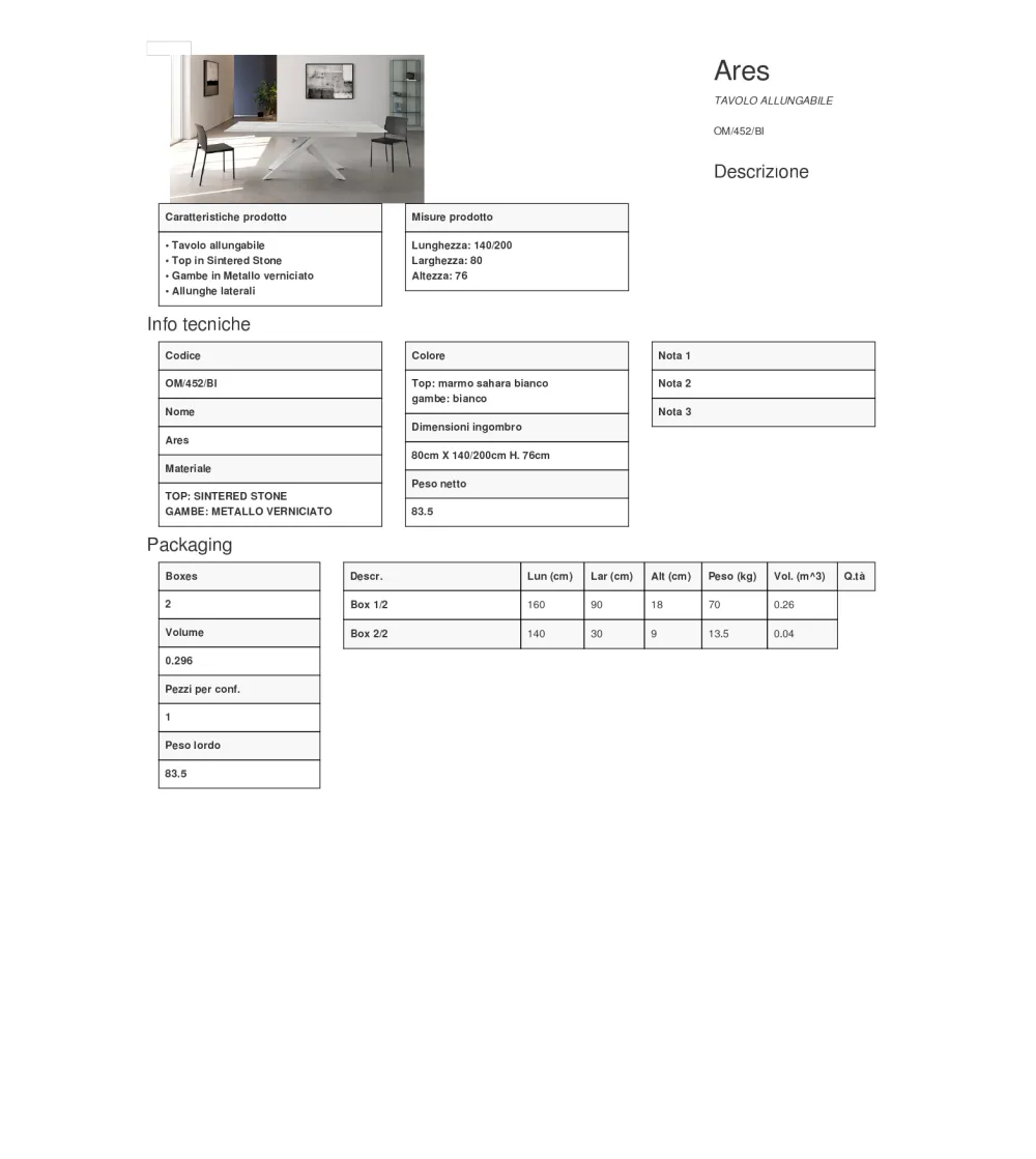 Table Extensible Ares - Stones