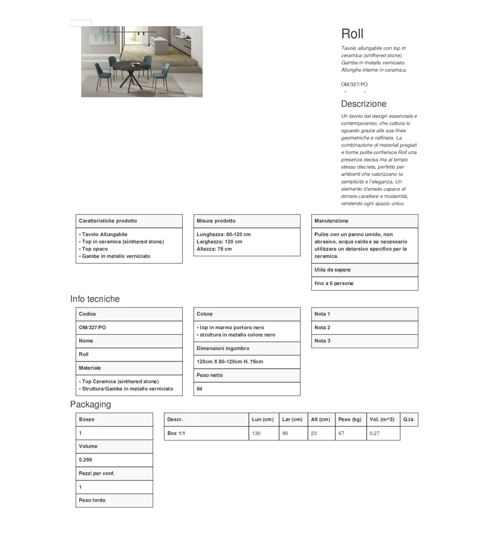 Table Extensible Roll - Stones
