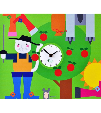 Reloj de pared para niños El Gato con Botas Pirondini Italia