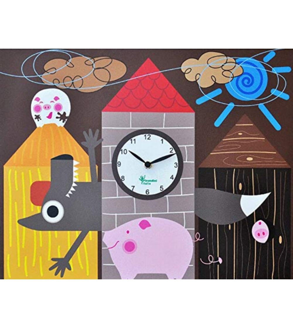 The three little pigs children's clock Pirondini Italia