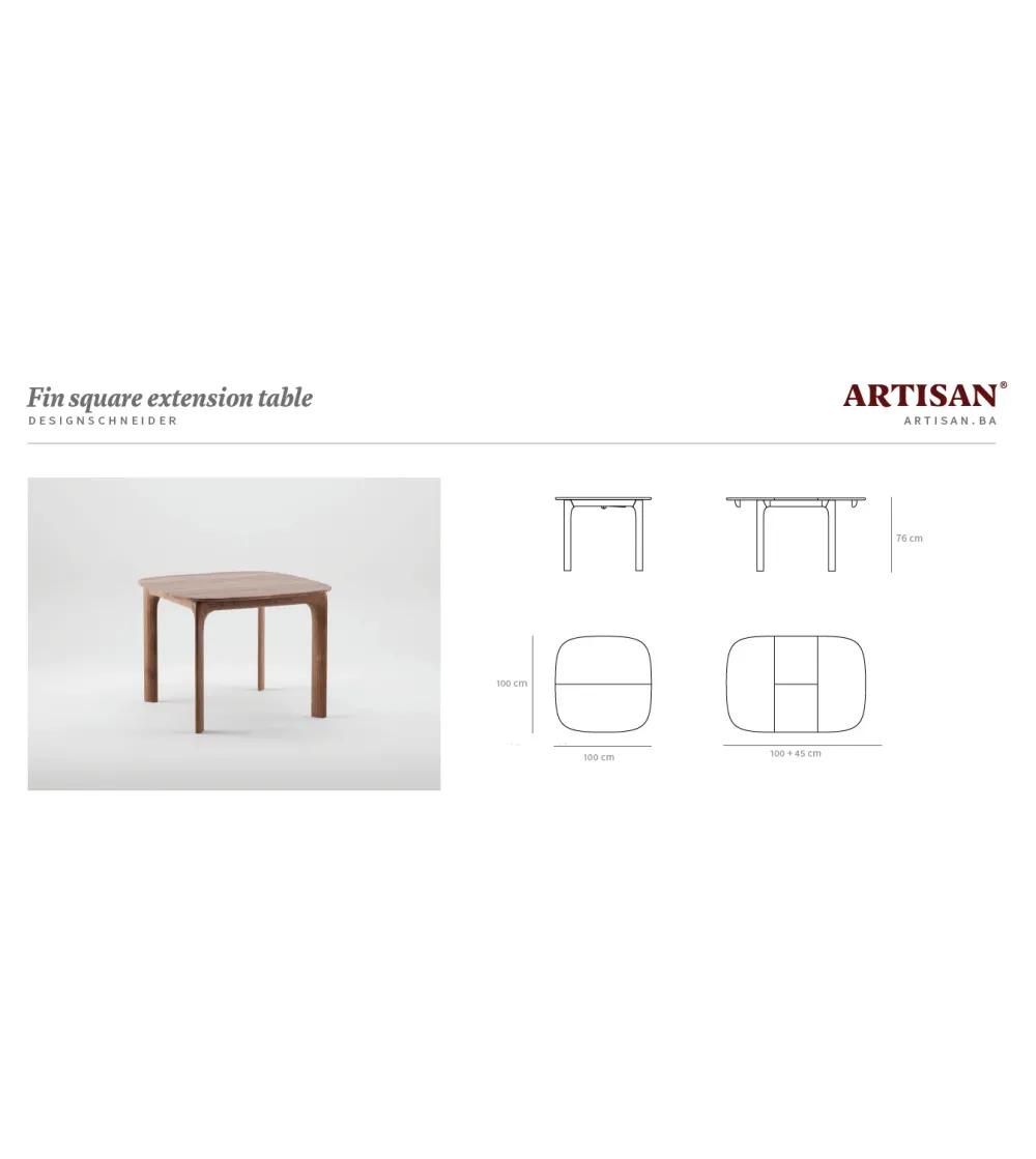 Table Extensible Fin Square - Artisan