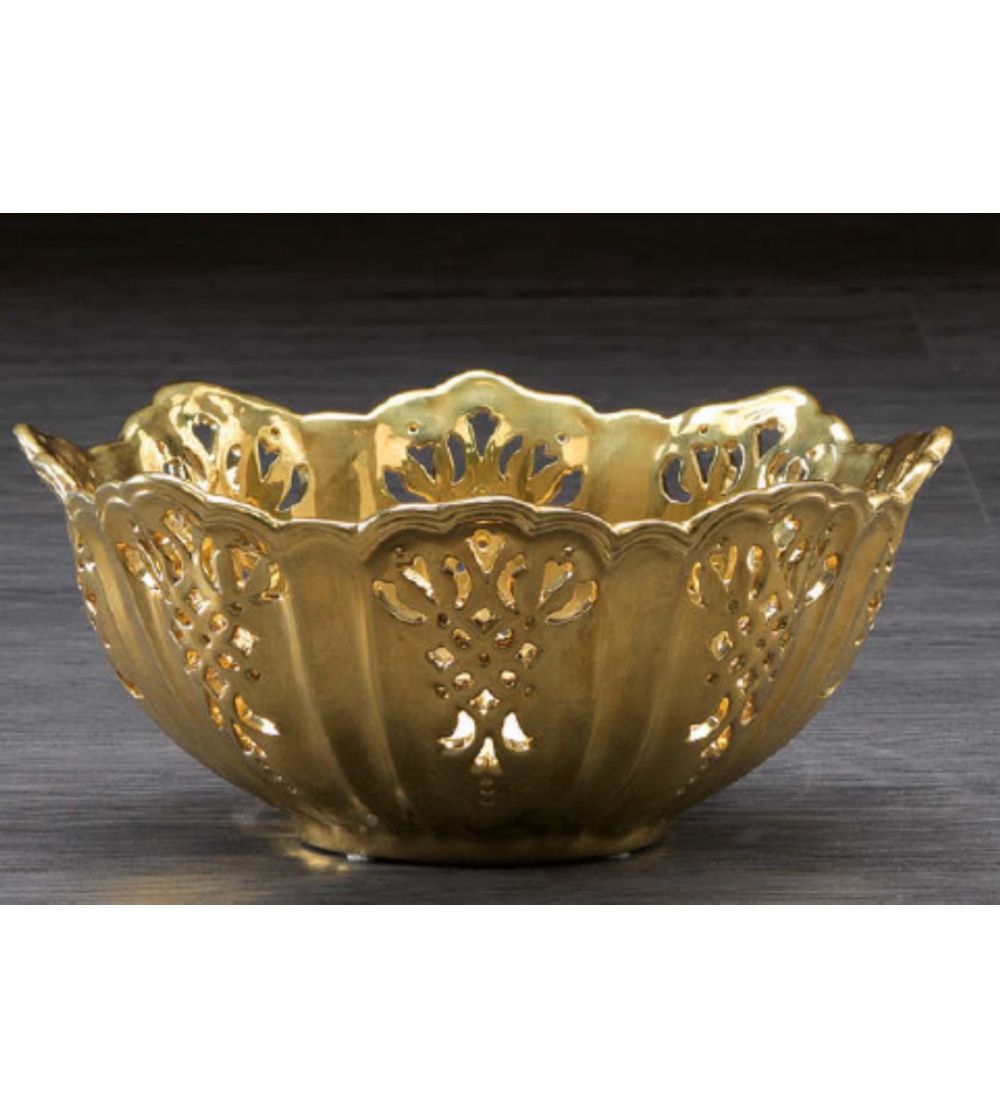Centro de mesa perforado dorado Ceramiche Dal Prà