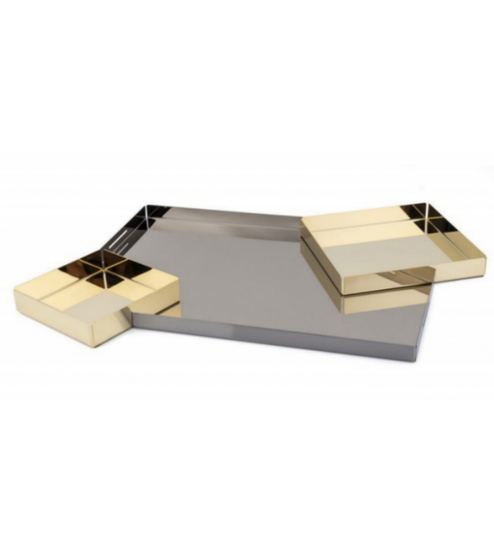 Bandeja Rectangular De Acero Dorado Elleffe Design