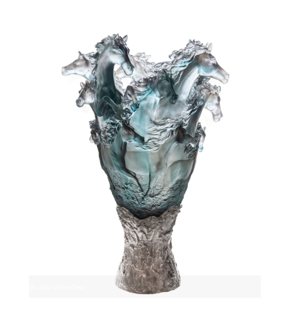 Prestige Cavalcade blue grey Vase Daum