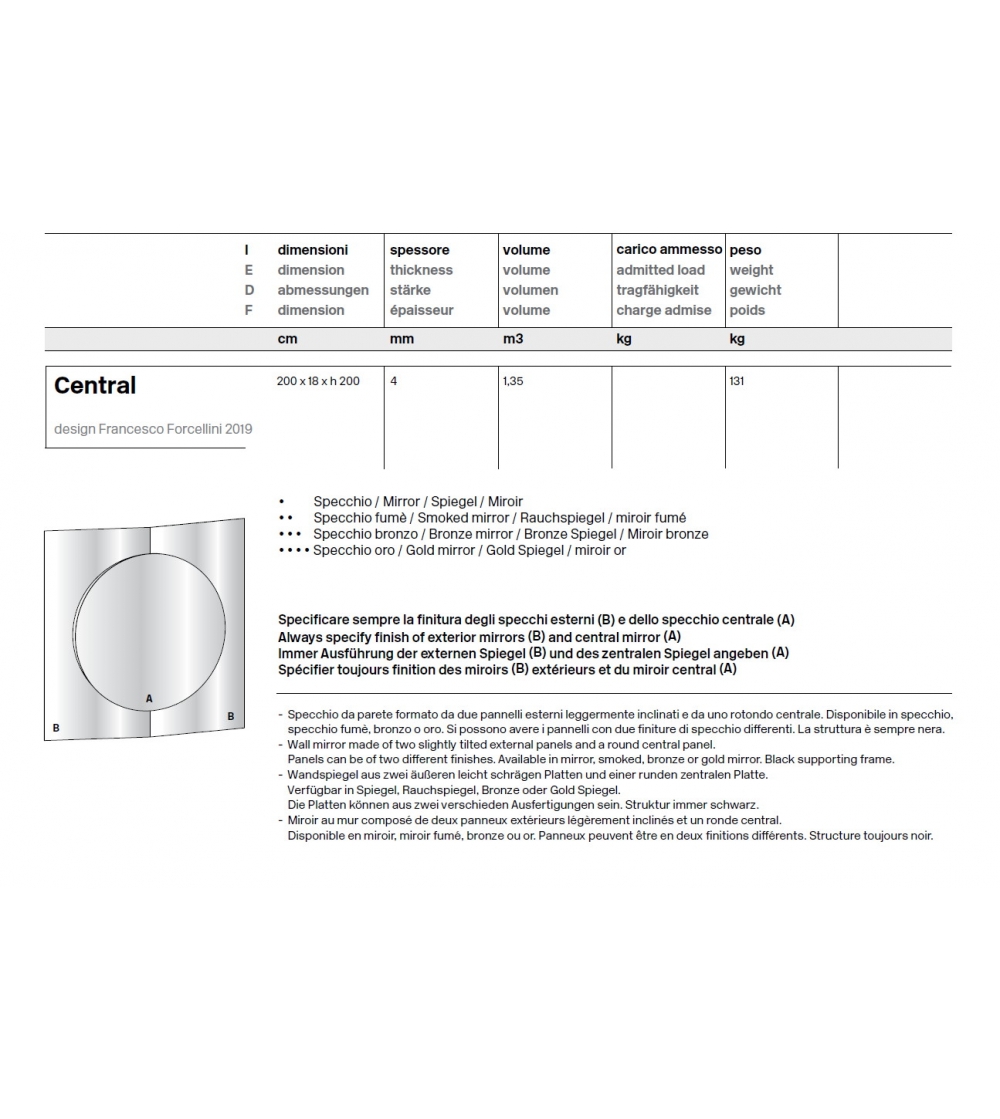 Miroir Central Tonelli Design