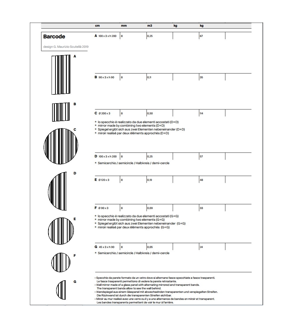 Espejo Barcode Tonelli Design