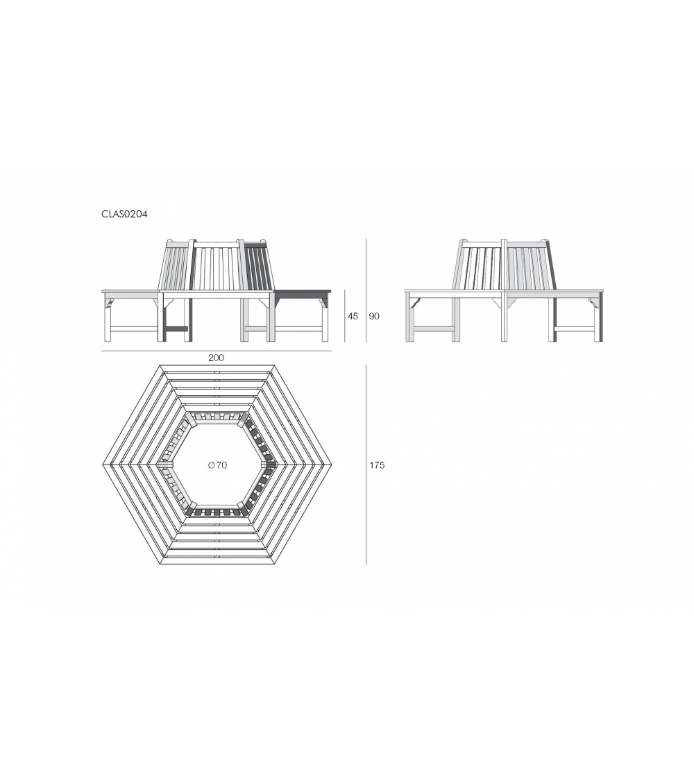 Classical Circular Tree Bench Il...