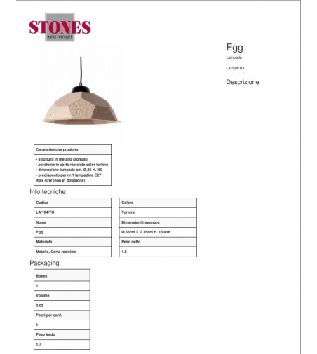 Lampada A Sospensione Egg Stones