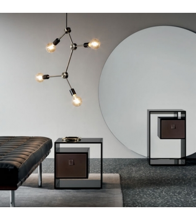 Table de Chevet Liber E -F  En Verre Fumé Design Tonelli