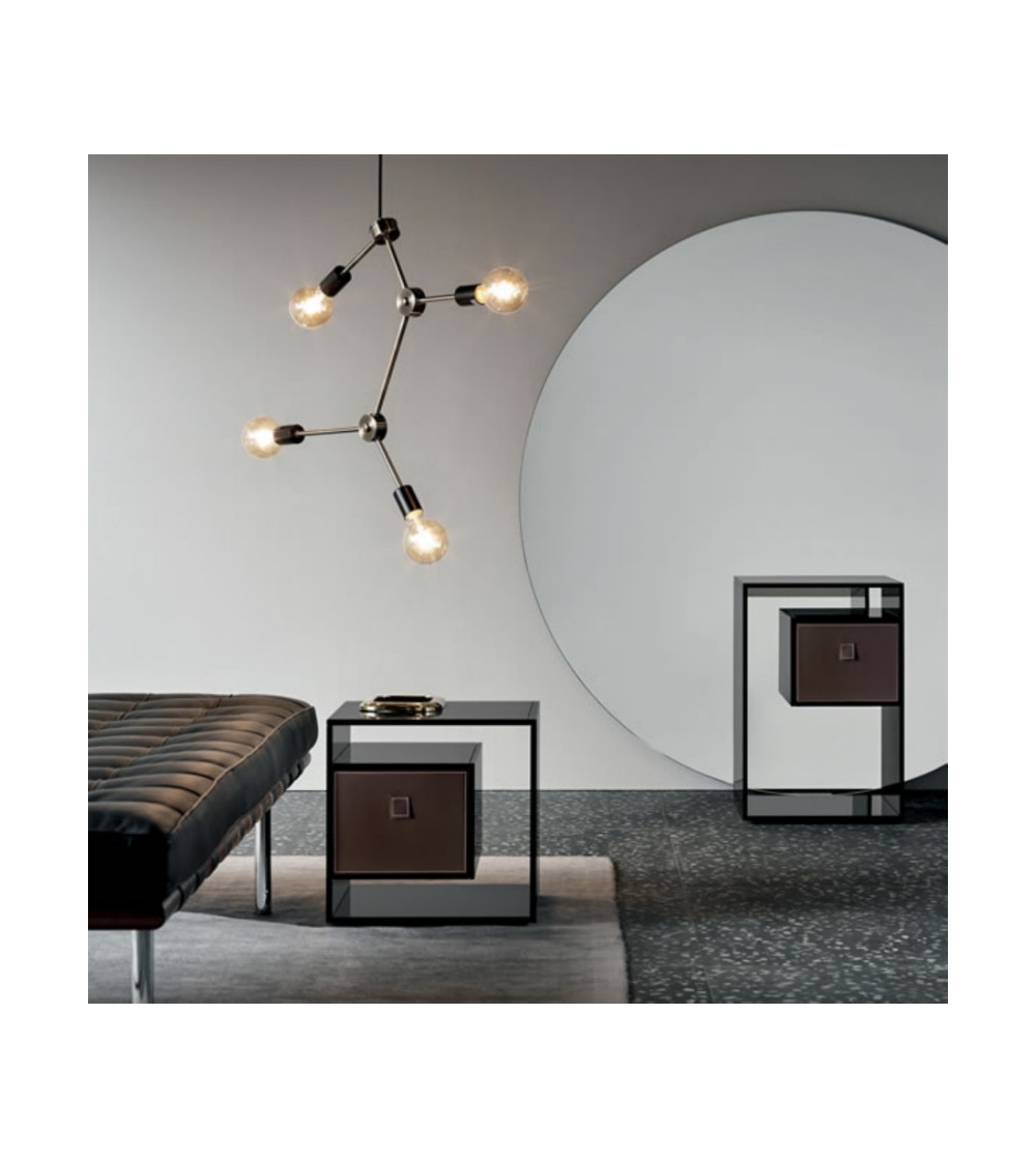 Liber E -F Nightstand In Smoked Glass Tonelli design