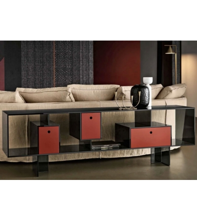 Liber M Glass Sideboard in Smoked Glass Tonelli design
