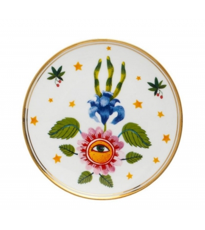 Piatto Fiori Bordo Oro - Bitossi Home
