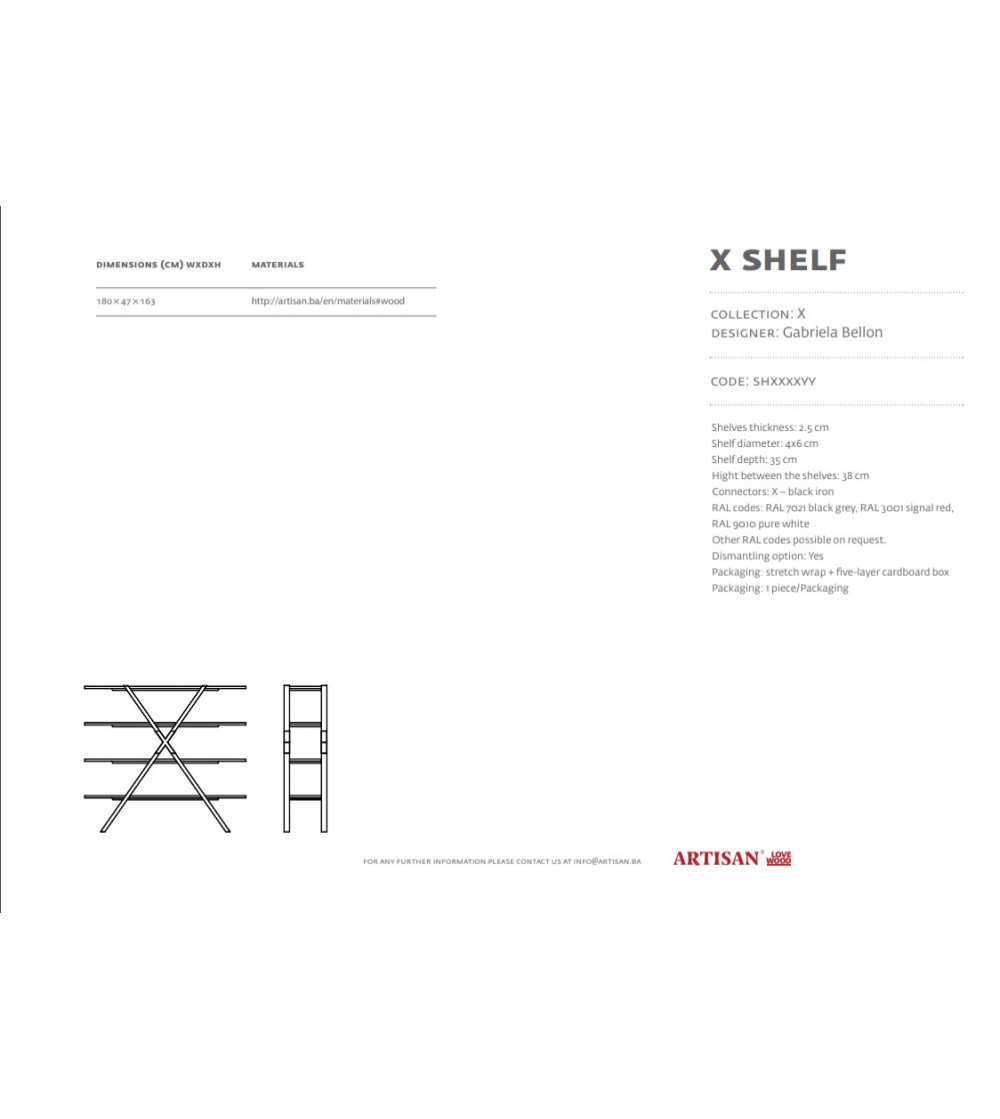 Artisan - X Shelf Bookcase