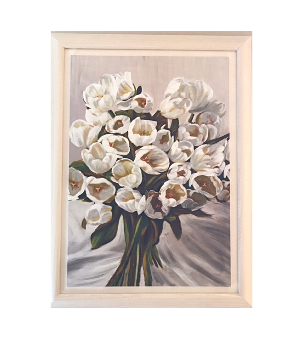 Vinciguerra Shop Collection Bouquet of White Tulips Painting