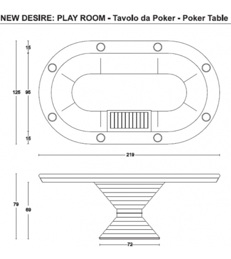 Vismara Design - Vegas Rechteckigen Pokertisch