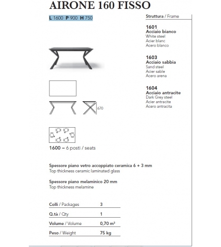 Ambiance Italia - Airone 160 Fixed Table