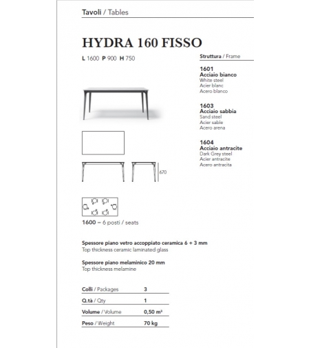 Tavolo Hydra Fisso - Ambiance Italia