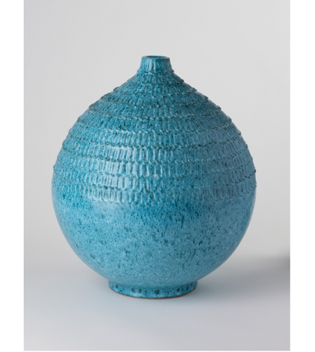 Vaso Turchese Con Tacche Incise - Nuove Forme Firenze