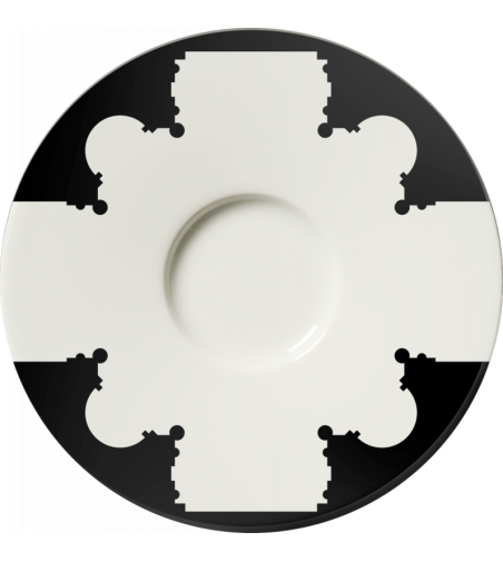 Coffee Cup and Saucer Baroqeat Black 5872-Le Porcellane