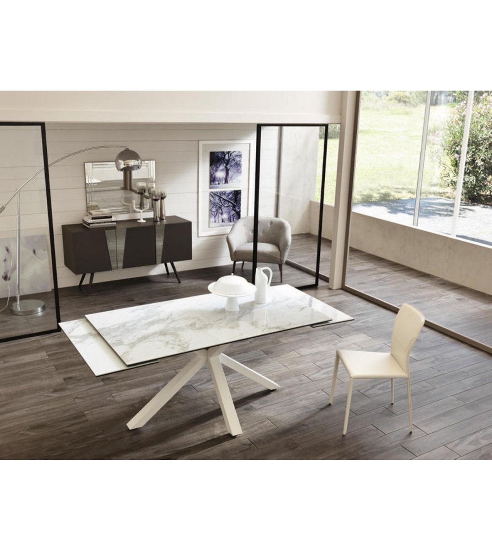 Table en verre extensible contemporaine - Souffle d'intérieur - Souffle  D'intérieur