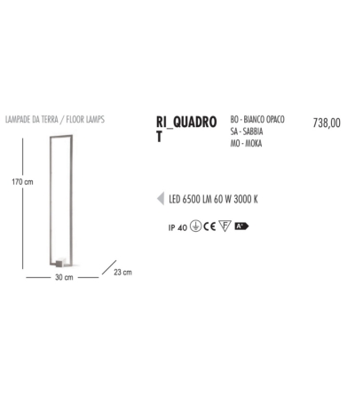 Lámpara De Pie Ri-Quadro T  - Febo Irilux 2