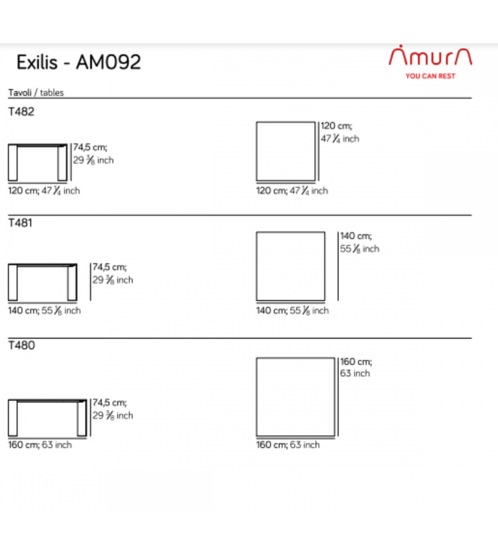 Tavolo Exilis quadrato By Amura