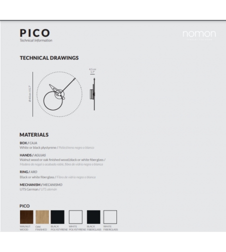 Horloge Murale Pico PICNR En Chêne Et Noir - Nomon
