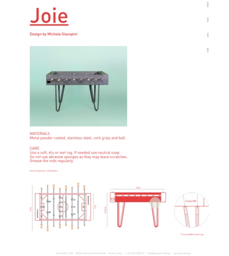 Calciobalilla rettangolare Joie - Giacopini Design