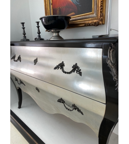 Comò Contemporaneo Argento Con 2 Cassetti - Grande Arredo