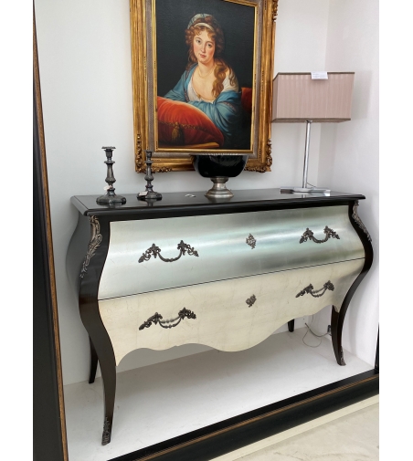 Comò Contemporaneo Argento Con 2 Cassetti - Grande Arredo
