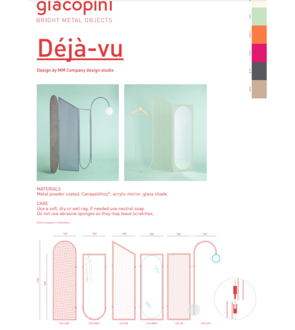 Biombo metálico con módulo de luz y percha DJV 01 - Giacopini Design