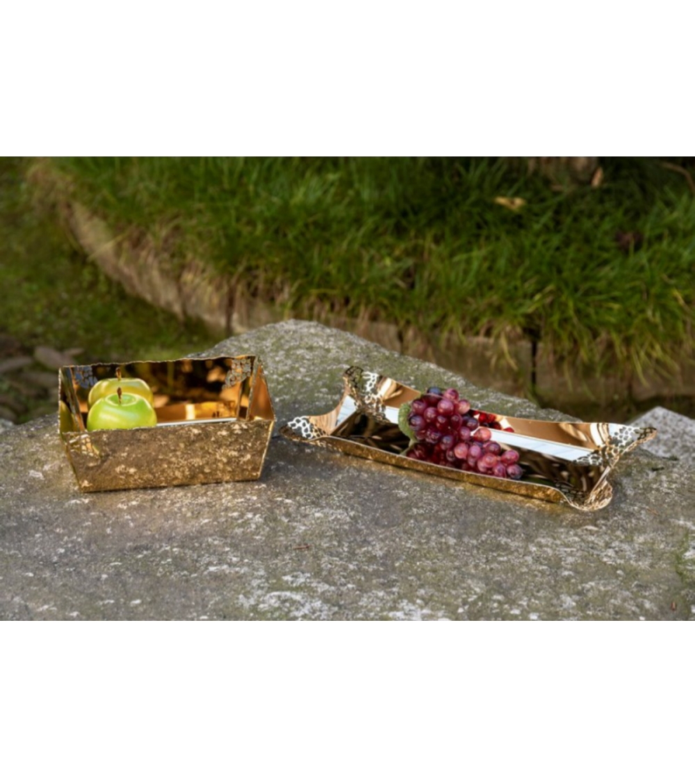 Tray in 18/10 stainless steel and 24K...