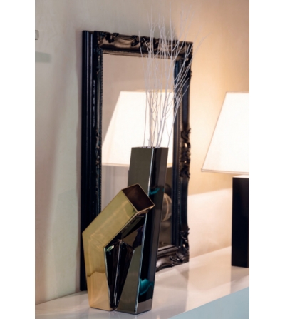 Vase noir en acier inoxydable et or 24K ZA050.NL.G...