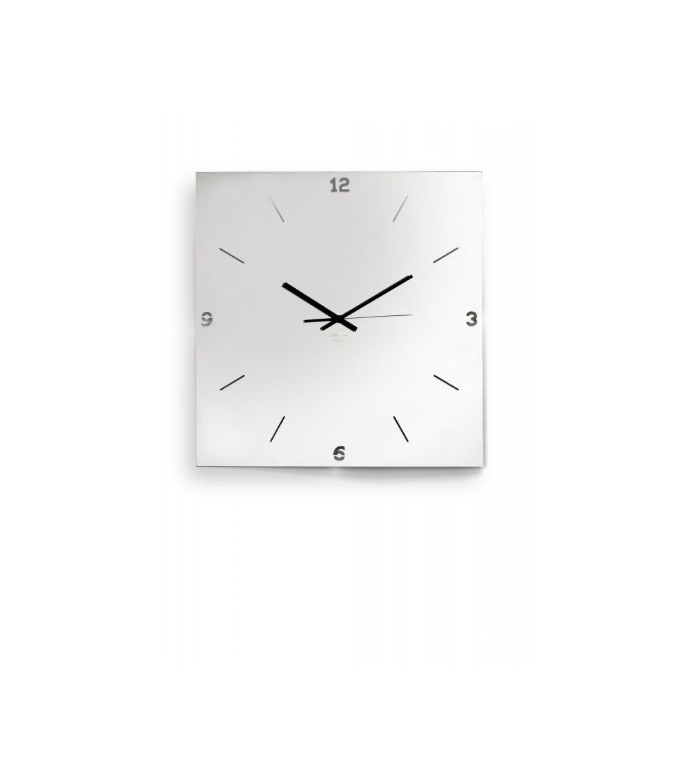 Horloge de bureau carré en verre miroir avec chiffres 20 x 20 cm