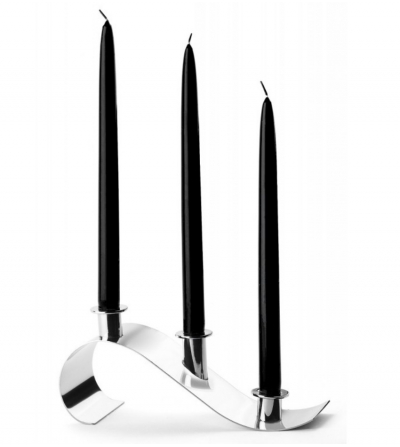 Candeliere con candele nere in acciaio inox 18/10 S514N...