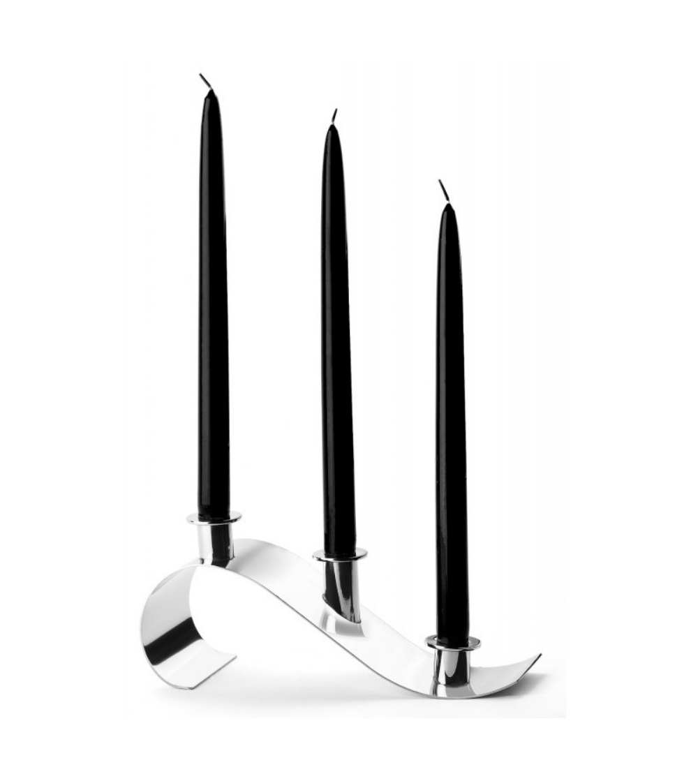 Bougeoir avec bougies noir en acier inox 18/10 S514N Elleffe Design