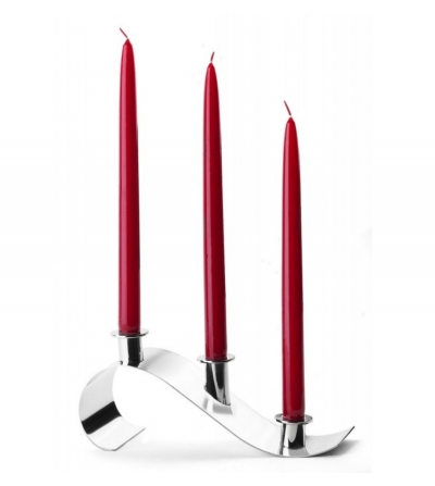 Candeliere con candele rosse in acciaio inox 18/10 S514R...