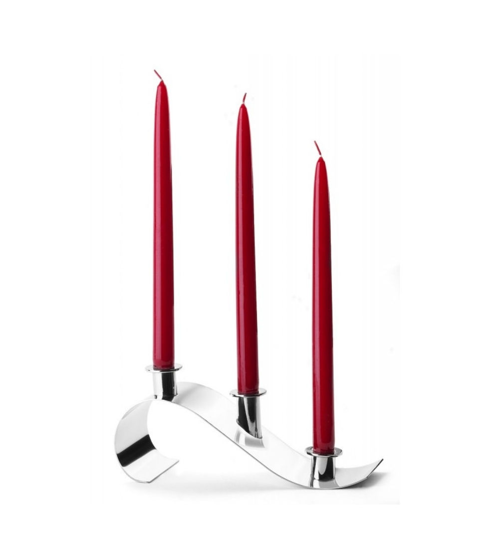 Kerzenhalter mit roten Kerzen aus Stahl inox 18/10 S514R Elleffe Design