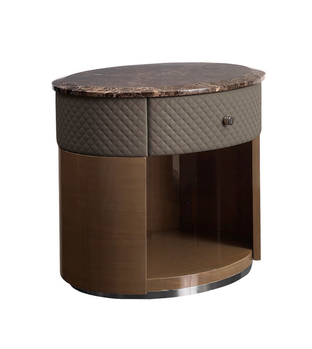 Dagmar Oval 1 Drawer Bedside Table - Luigi Volpi