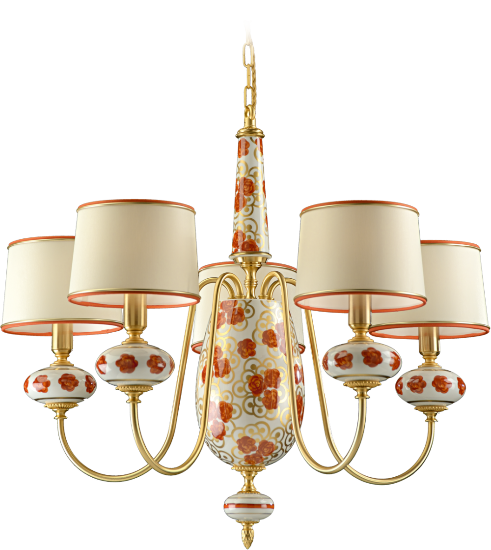 Lampadario Rose Rosse 5773 - Le Porcellane