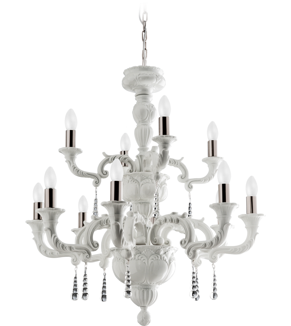 Chandelier 12 Lights Capodimonte 2013 - Le Porcellane