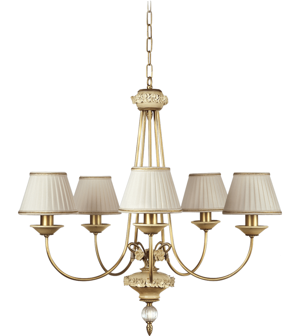 Lampadario 5 Luci 5173/5 Fascia Fiori - Le Porcellane