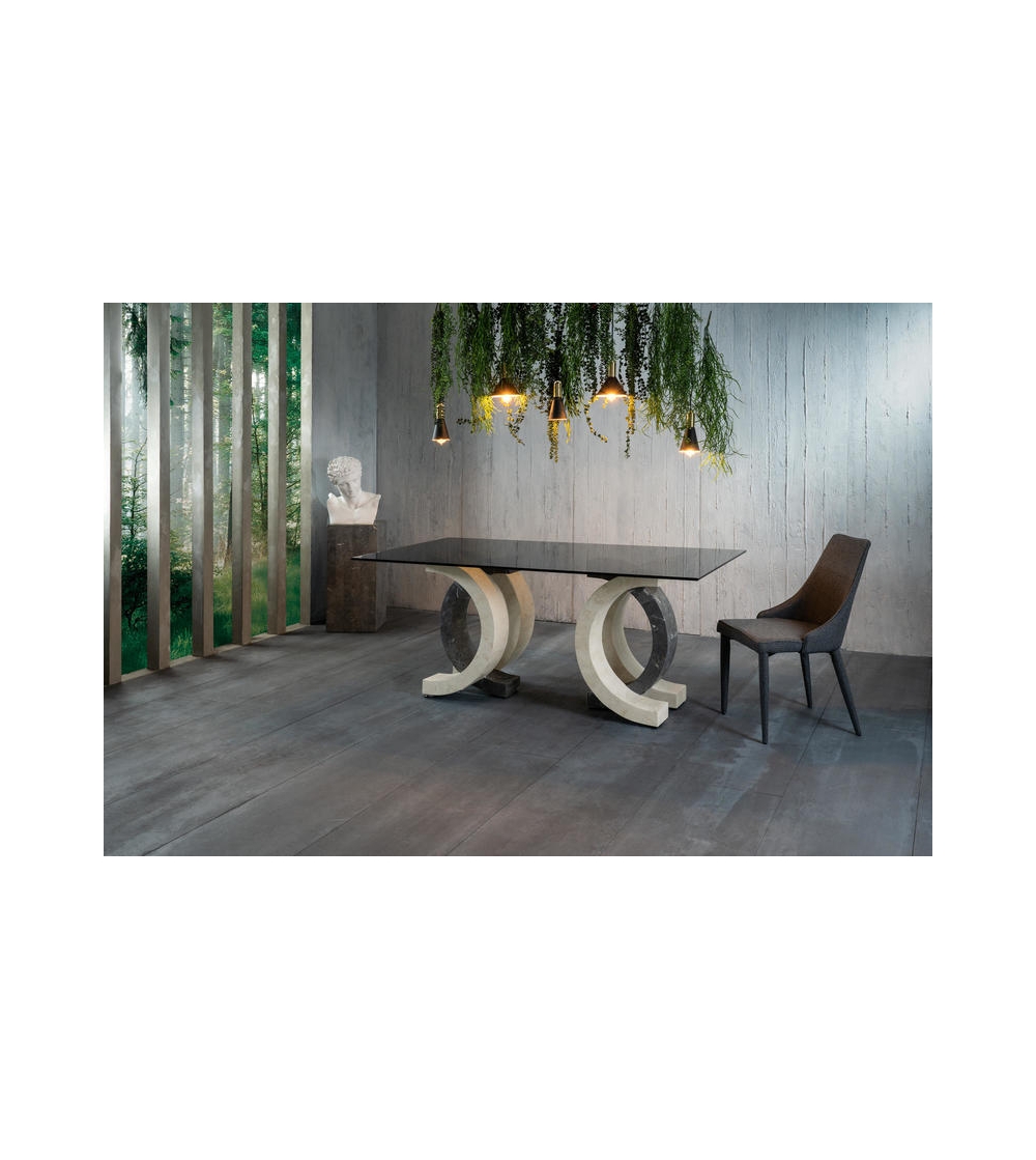 Stones - Olimpia Bicolor Table With Smoked Glass