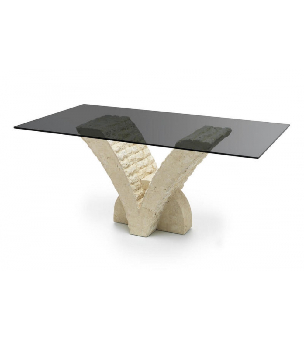 Stones - Papillon Tisch mit Rauchglas