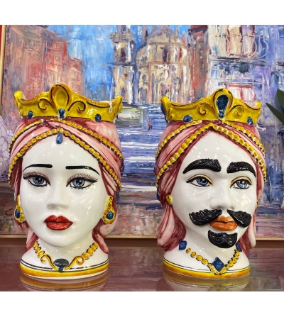 Coppia Teste Di Moro Ceramiche Artistiche Siciliane -...
