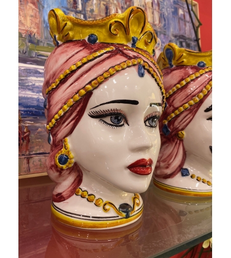 Pair Of Teste Di Moro Sicilian Artistic Ceramics - Vinciguerra Shop