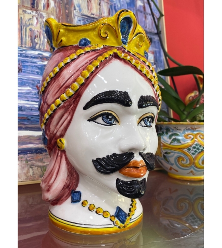 Pair Of Teste Di Moro Sicilian Artistic Ceramics - Vinciguerra Shop