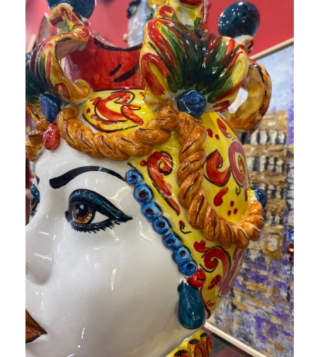 Testa Di Moro Afro Cerámica Artística Siciliana - Vinciguerra Shop