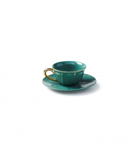 Ensemble 2 Tasses Thé Avec Soucoupe Vert La Tavola Scomposta - Bitossi Home