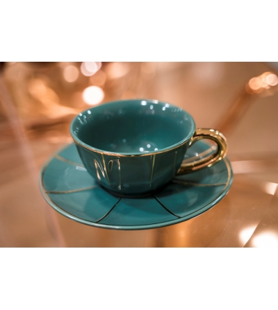 Set 2 Tazze The Con Piattino Verde La Tavola Scomposta -...